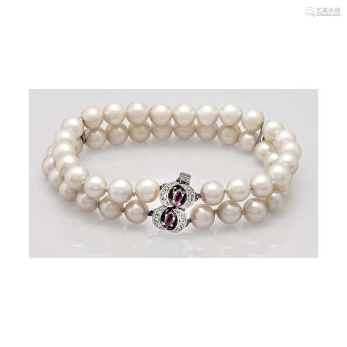 2-row Akoya pearl bracelet WG