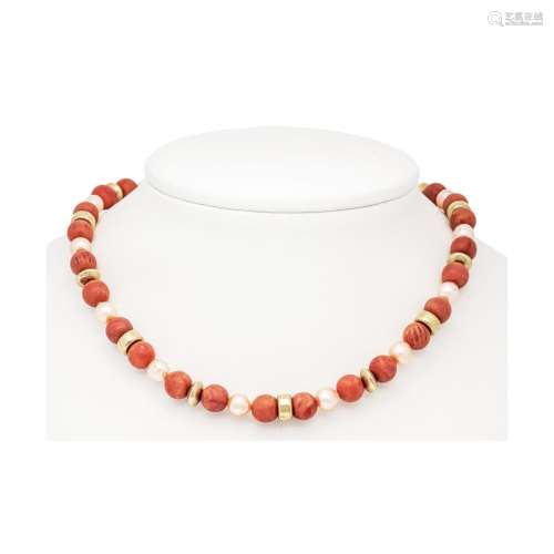 Coral necklace with lobster cl