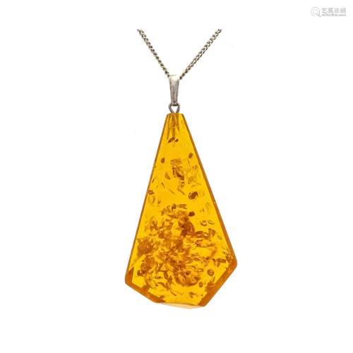 Amber pendant Fischland, silve