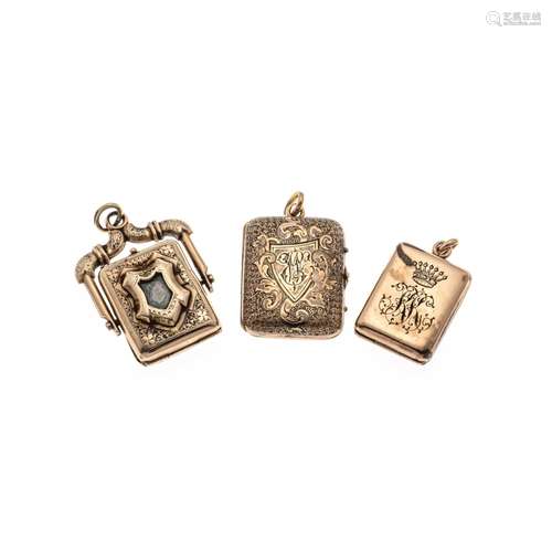 3-piece medallion set Doublé,