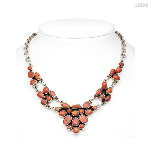 Coral necklace silver 925/000