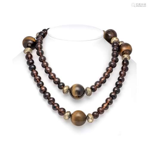 Necklace with smoky quartz bal