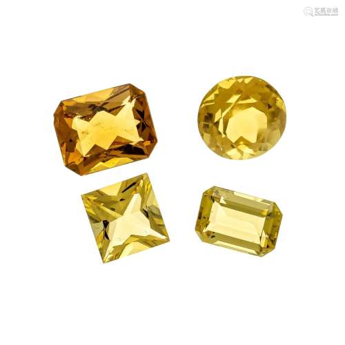 4 gold yellow faceted beryls i