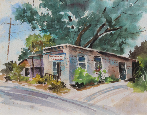 Karen Russo, "Siesta Fish Market" Watercolor