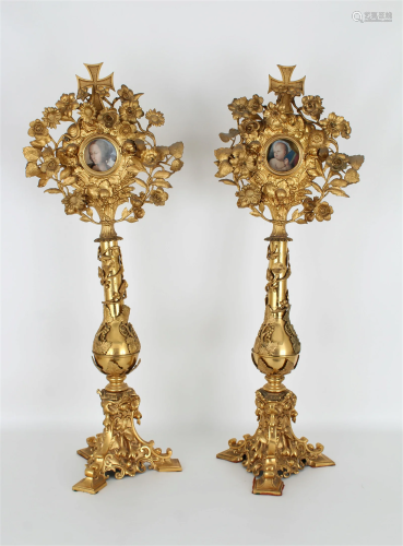 Pair of Large Gilt Reliquaries