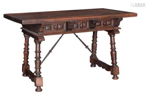 A Spanish trestle table, 17thC and later, H 79 - W 140 - D 8...