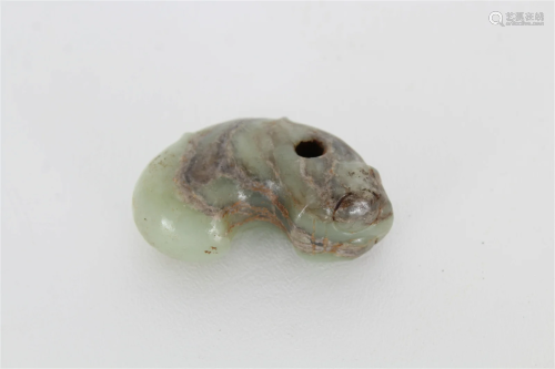 Chinese Archaistic Celadon Jade Worm