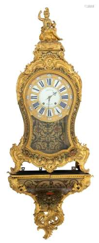 A large Rococo Boulle work cartel clock, signed 'J.B. Ballio...
