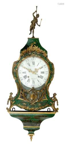 A Neoclassical Vernis Martin cartel clock, the dial signed '...