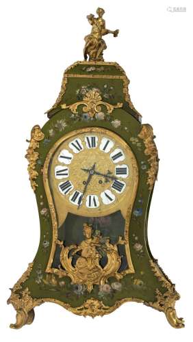 A Rococo Revival Vernis Martin cartel clock, with gilt bronz...