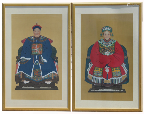 Pair of Chinese Ancestral Portraits