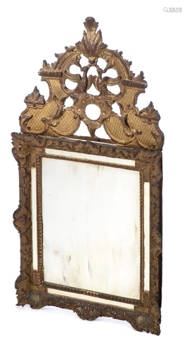 Miroir d'époque Louis XIV doré au mercure