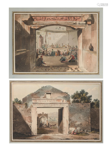 Anonyme, XIXe, deux aquarelles en couleurs sur papier