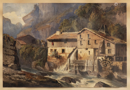 Abraham Louis BUVELOT (1814-1888), "Moulin à eau",...