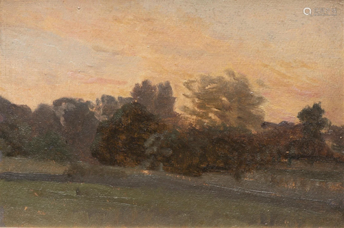 François BOCION (1828-1890) "Paysage au soleil couchant...