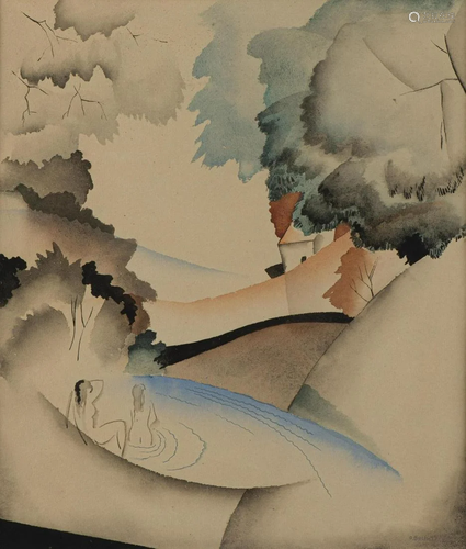 Gustave BUCHET (1888-1963) "Les baigneuses", aquar...