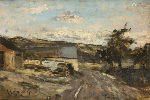 Henri Joseph HARPIGNIES (1819-1916) "Paysage", hui...