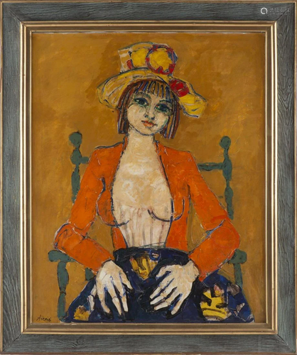 Paul AIZPIRI (1919-2016) "Portrait de jeune femme à la ...