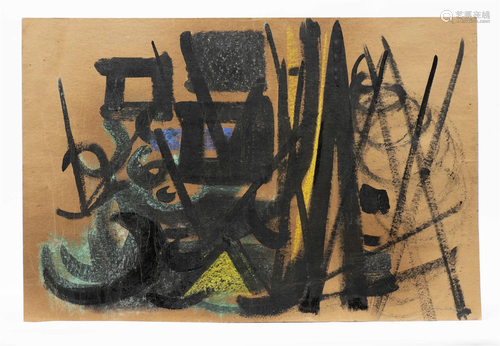 Hans HARTUNG (1904-1989), Composition abstraite, huile et pa...