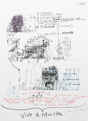 Jean TINGUELY (1925-1991) "Vive le Monstre", litho...