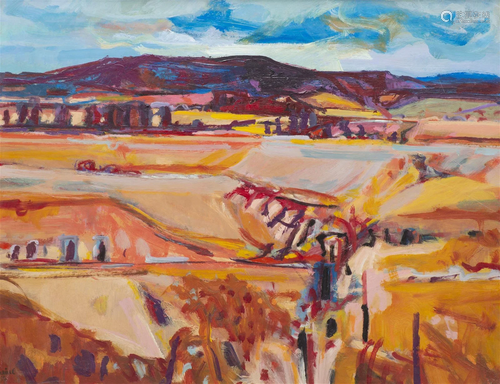 Jean KRILLÉ (1923-1991), "Paysage", acrylique