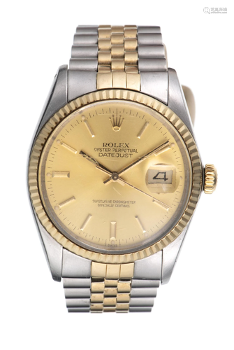 ROLEX, Oyster perpetual Datejust 35 automatique Rolesor de 1...