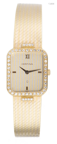 CERTINA, montre-bracelet de dame à quartz en or jaune, brace...