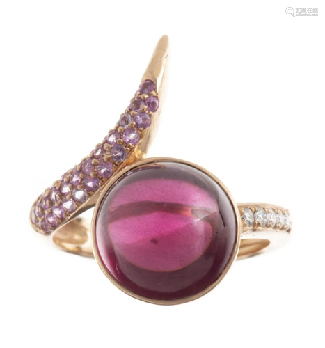 Diana CARMICHAEL bague serpent en or rose avec une tourmalin...