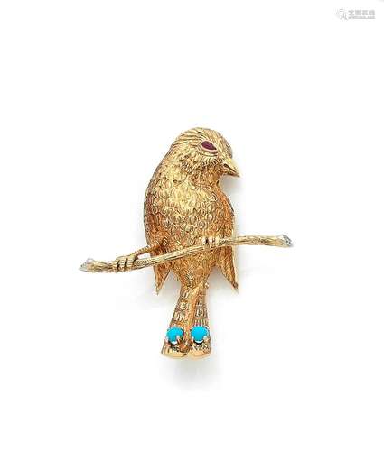 Broche oiseau posé sur u