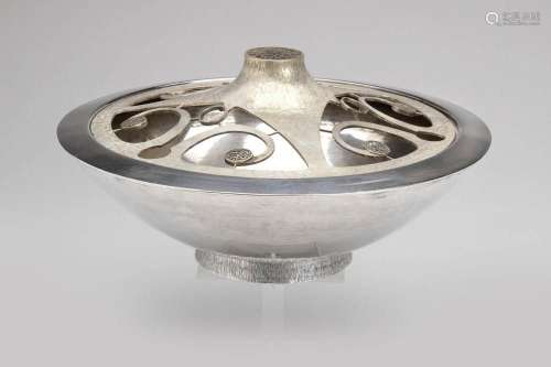 An Irish silver dish with openwork gilt cover