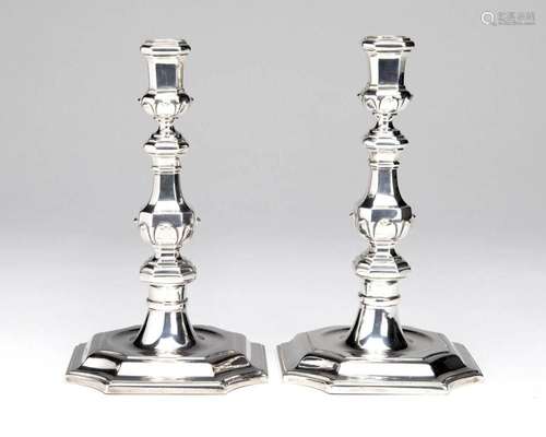 A pair of Dutch silver candlesticks, Rotterdam