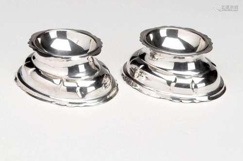 A pair of Swiss silver salt cellars