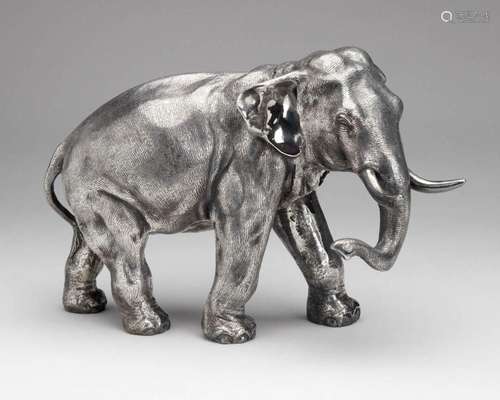 An English silver large elephant