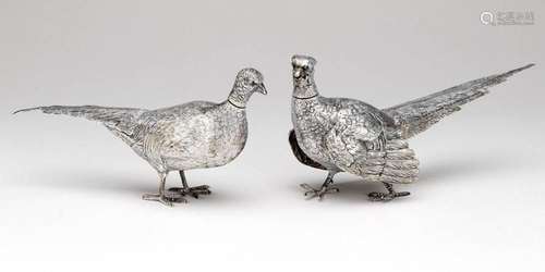 A Dutch silver pair of pheasants