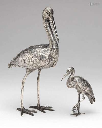 Two Dutch silver storks