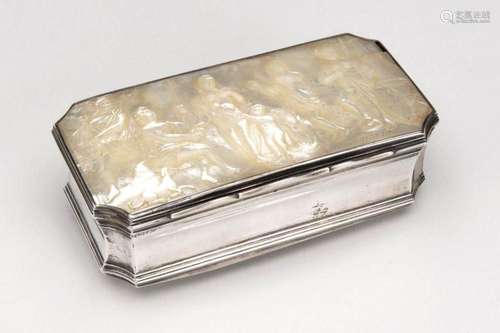 A Dutch silver tobacco box with mother-of- pearl