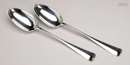 A pair of Dutch silver vegetable spoons,  s Hertogenbosch