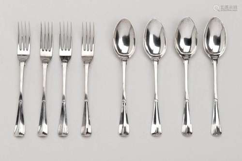 Six Dutch silver dessert spoons and forks