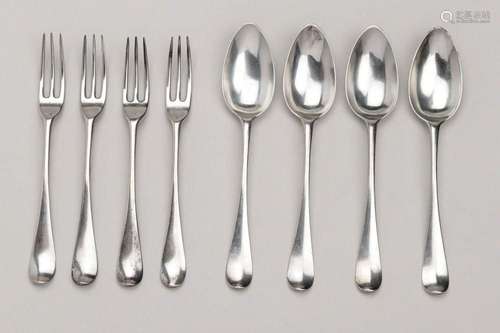 Twelve Dutch silver dessert spoons and twelve dessert forks,