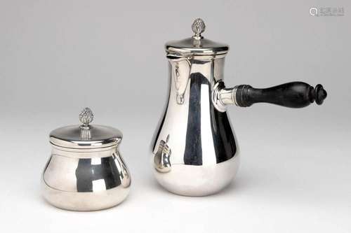 A French silver coffeepot and sugar bowl, Puiforcat