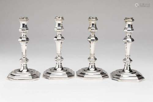 Four Italian silver candlesticks