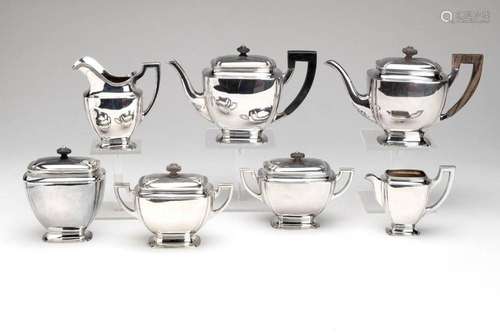 A seven-piece Dutch silver tea service