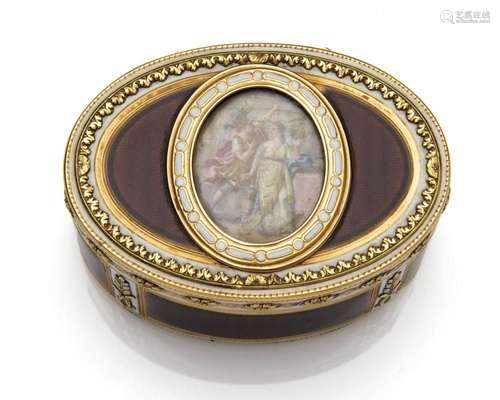 An antique 18k gold enamel miniature snuff box