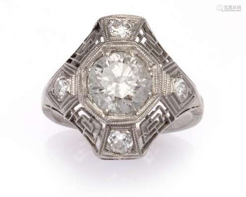 A Belle Epoque platinum diamond ring