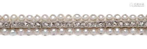 A Belle Epoque pearl and diamond bracelet