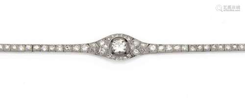 An Art Deco platinum diamond bracelet