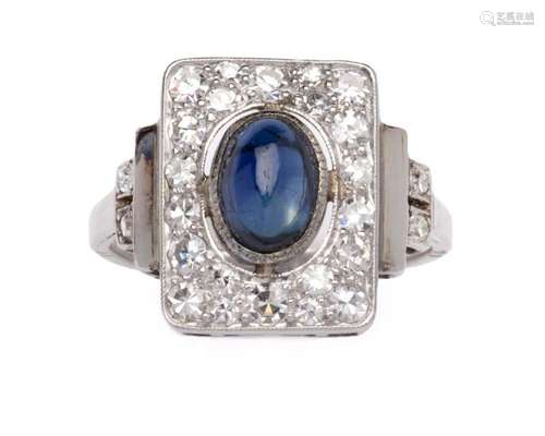 An Art Deco sapphire and diamond ring