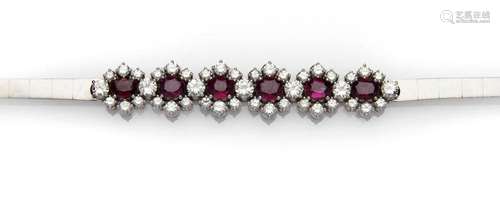 An 18k white gold ruby and diamond bracelet