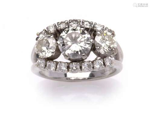 A 14k white gold diamond ring