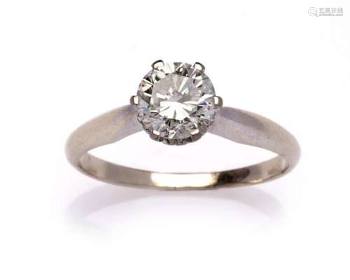 A 14k gold diamond single stone ring